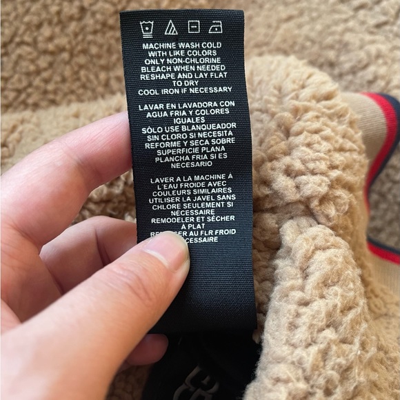 NWOT UGG Eliana Reversible Sherpa Bomber Jacket - Navy/Camel - Picture 8 of 10